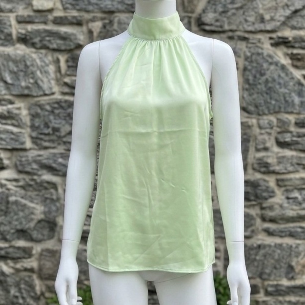 Express Halter Top Light Green Satin Mock Neck Blouse Small NWT